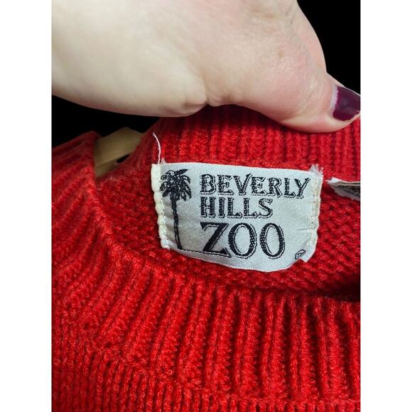 Panda Bear Sweater Size L Beverly Hills Zoo 80s Chunky Knit Asian Style Vintage - Picture 8 of 8